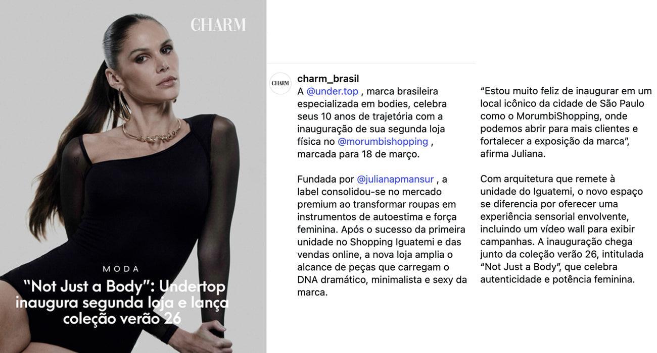 Undertop no instagram da Charm Brasil