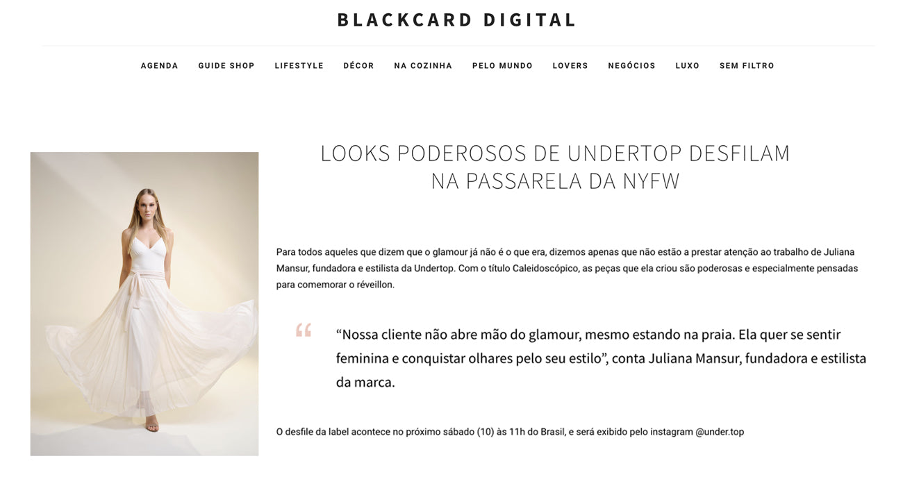 Undertop no site Blackcard Digital