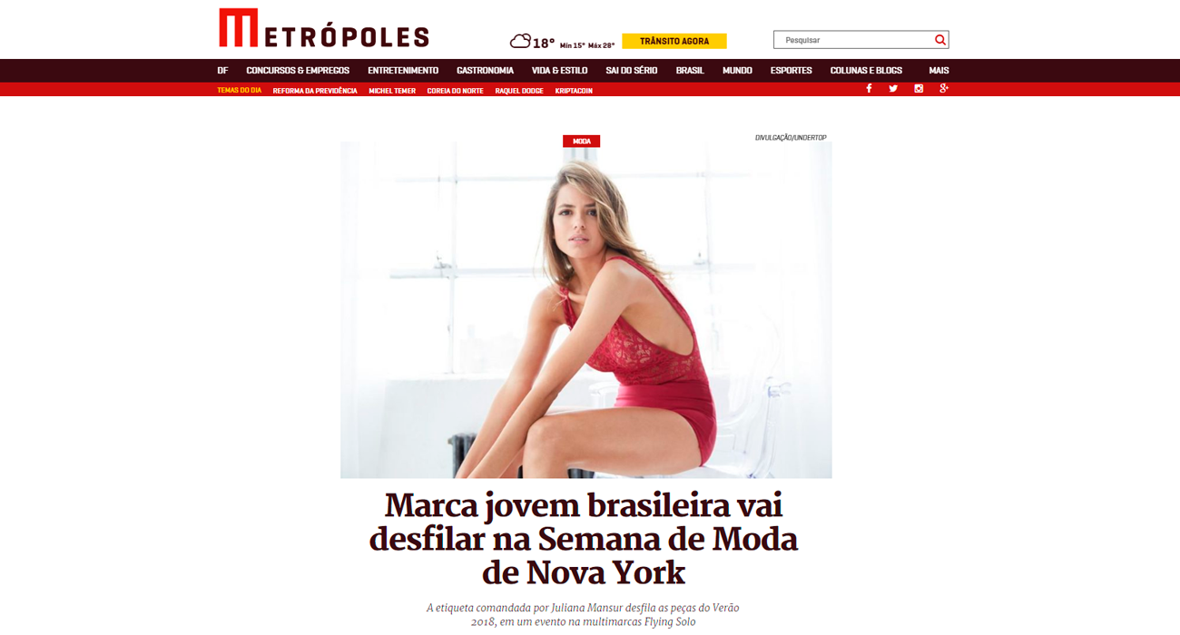 Undertop no site Metrópoles