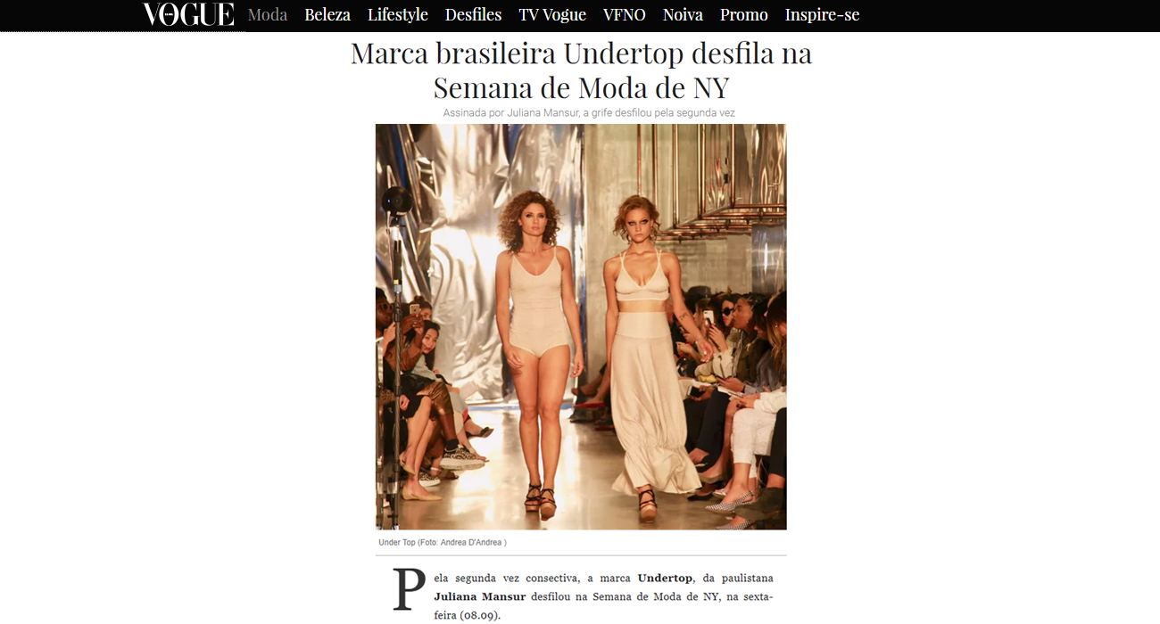 Undertop na VOGUE Brasil