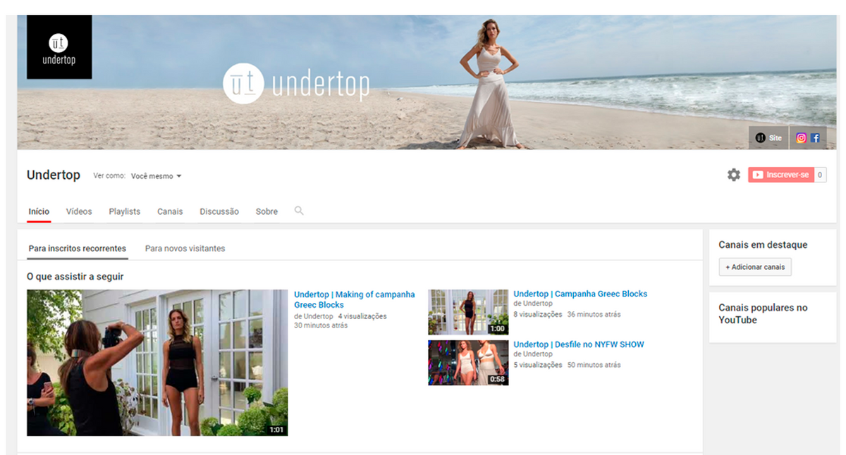 Canal da Undertop no Youtube