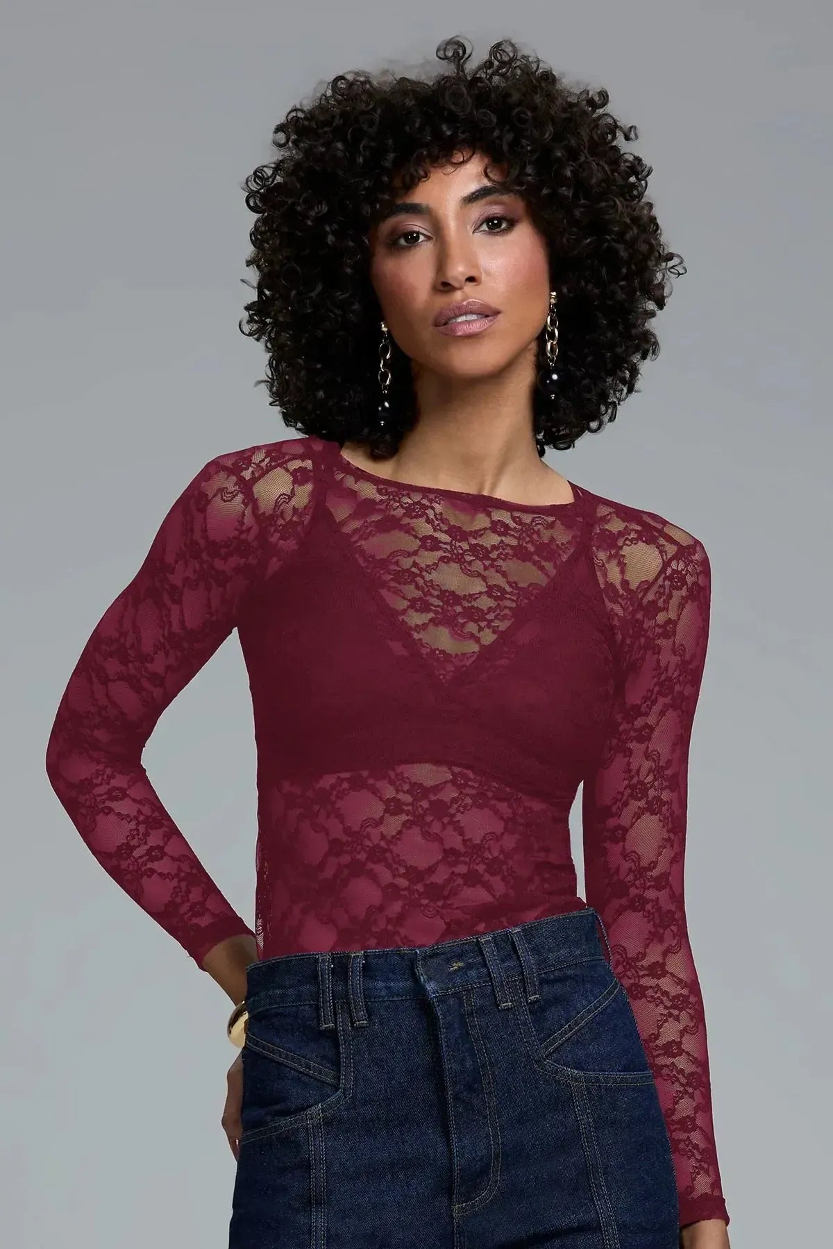 BLUSA RENDA UT Bordô