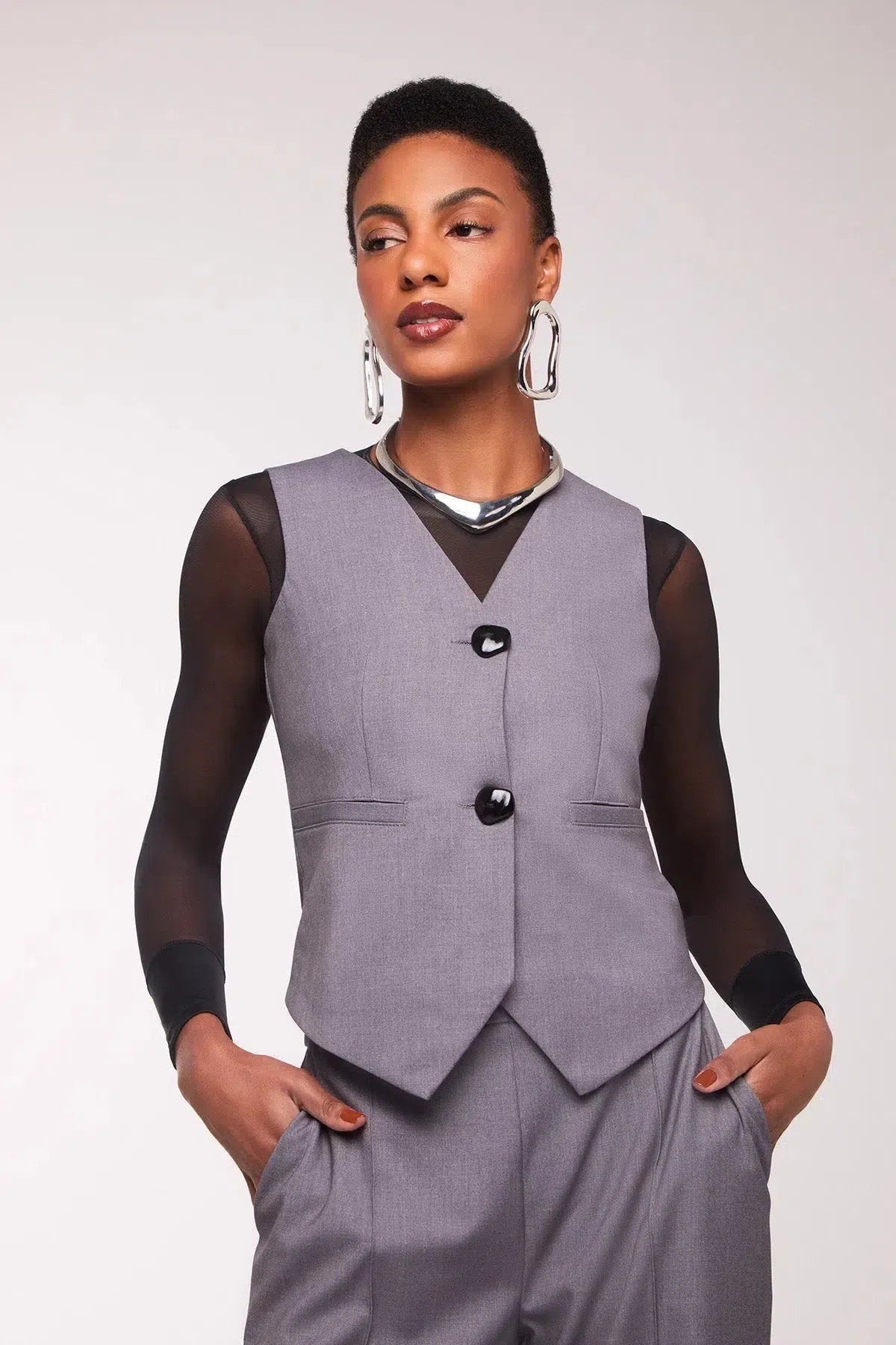 Colete Amélia Cinza