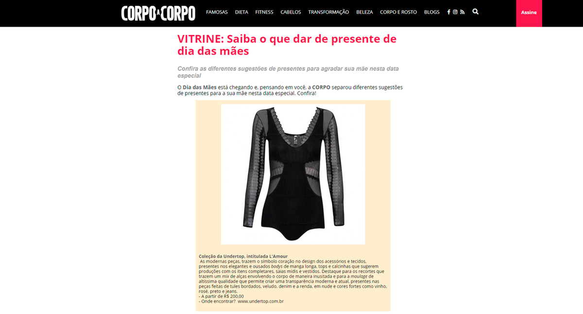 Undertop no site Corpo a Corpo