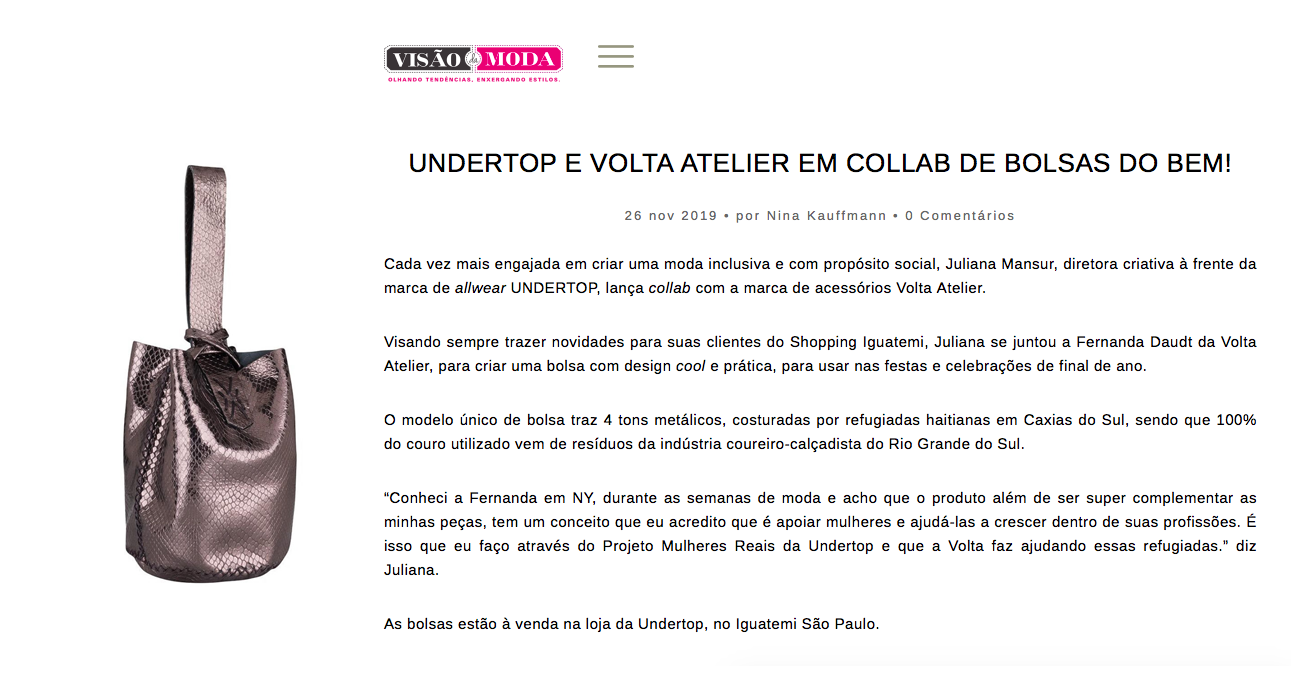Undertop no site Visão Moda