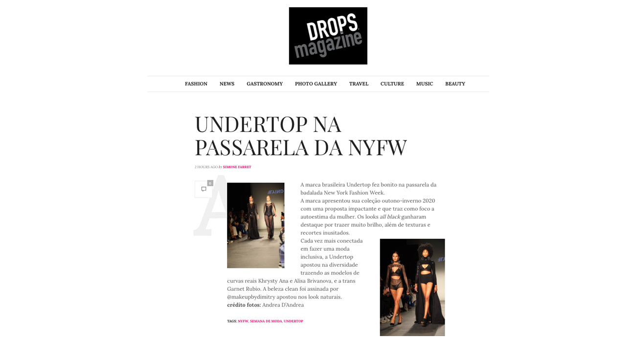Undertop no site Drops Magazine