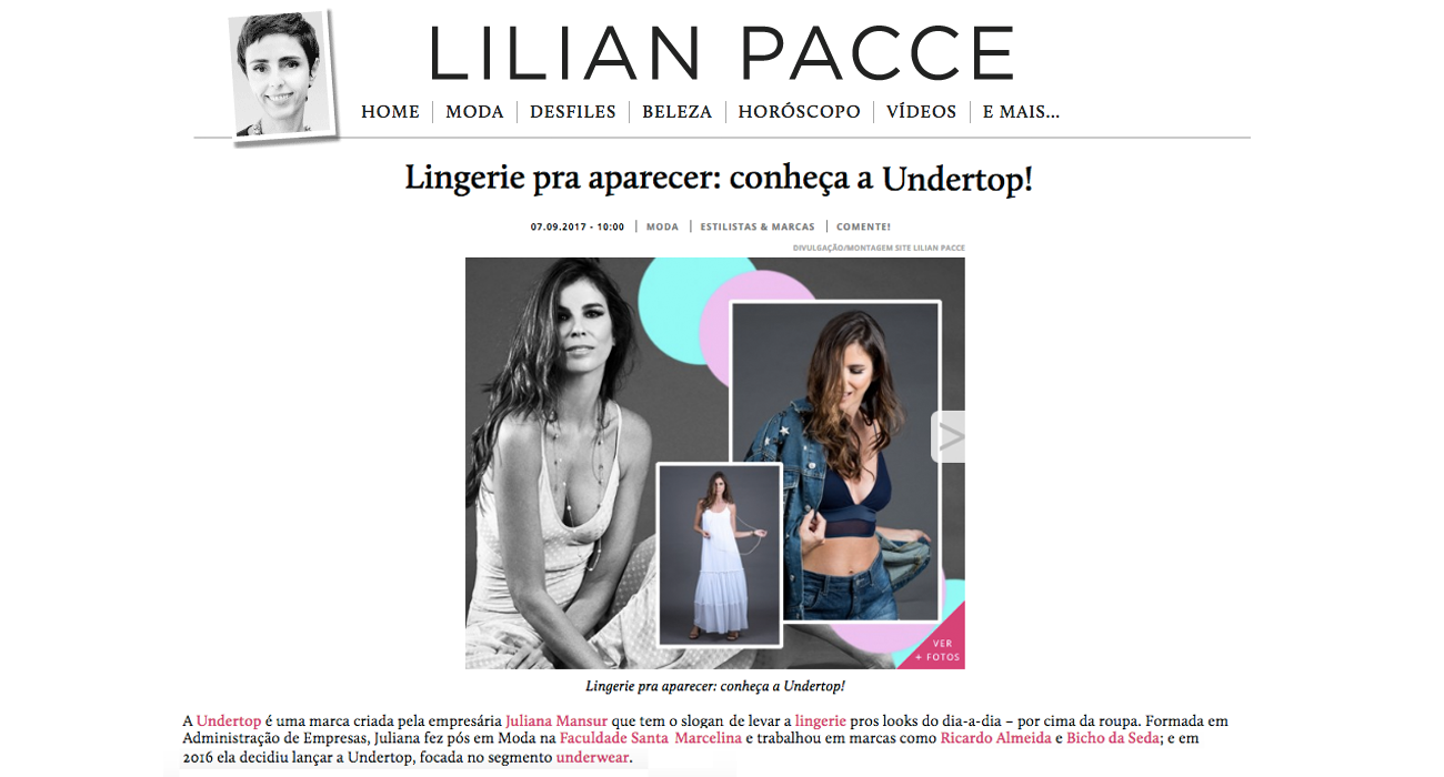 Undertop no site da Lilian Pacce