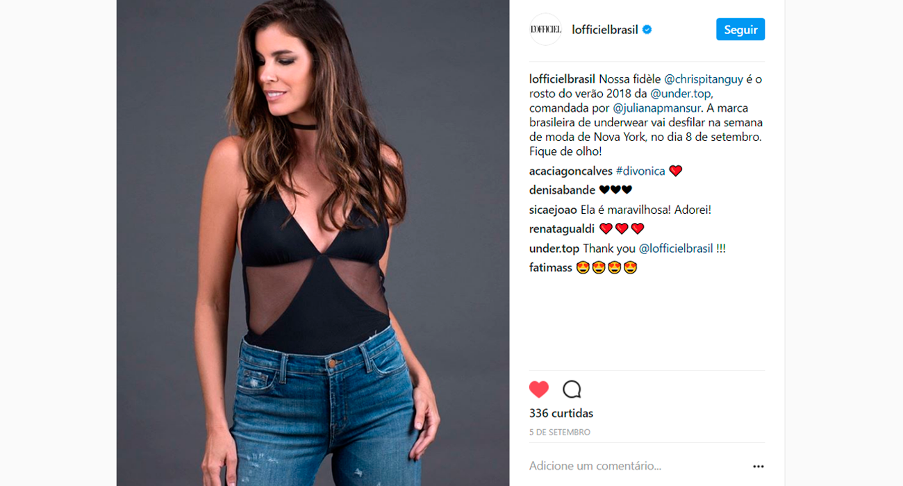 Undertop no Instagram da L'Officiel Brasil